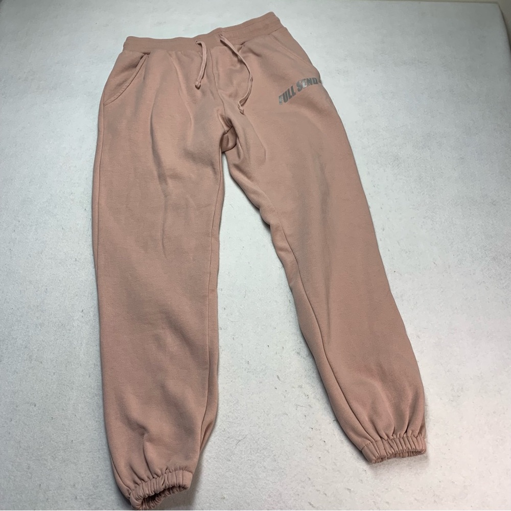 Full Send Fitness Reflective Logo Pink Sweatshirt Joggers Men’s size Medium